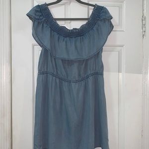 Express off the shoulder denim dress